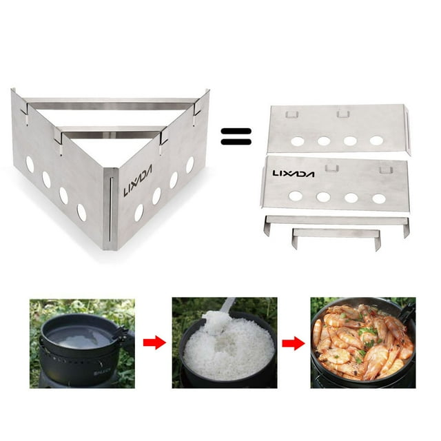 Lixada Portable en Acier Inoxydable Léger Bois Cuisine Extérieure Pique-Nique Camping Randonnée