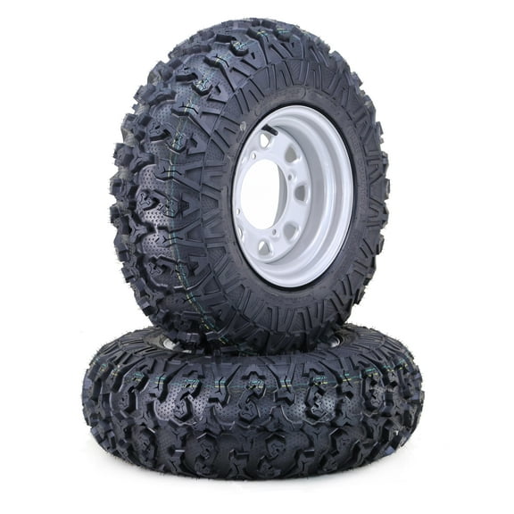 FREE COUNTRY ATV Tire & Wheel 27x9-12 8-Ply with 4 Lugs on 156 PCD 4 3 Silver Wheel-10329,SET 2