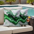 thumbnail image 4 of Teal Marble Outdoor Waterproof Pillow Covers, Farmhouse Contemporary Abstract Aesthetic Decorative Square Throw Pillowcase Sofa Cushion Sham for Patio/Couch/Chair, 20"x20" 2 Pack, 4 of 8