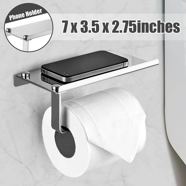 Toilet Paper Holder with Phone Shelf, Stainless Steel Tissue Roll