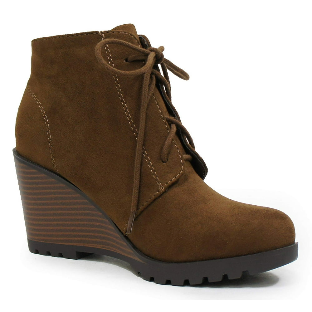 brown ankle boots wedge heel