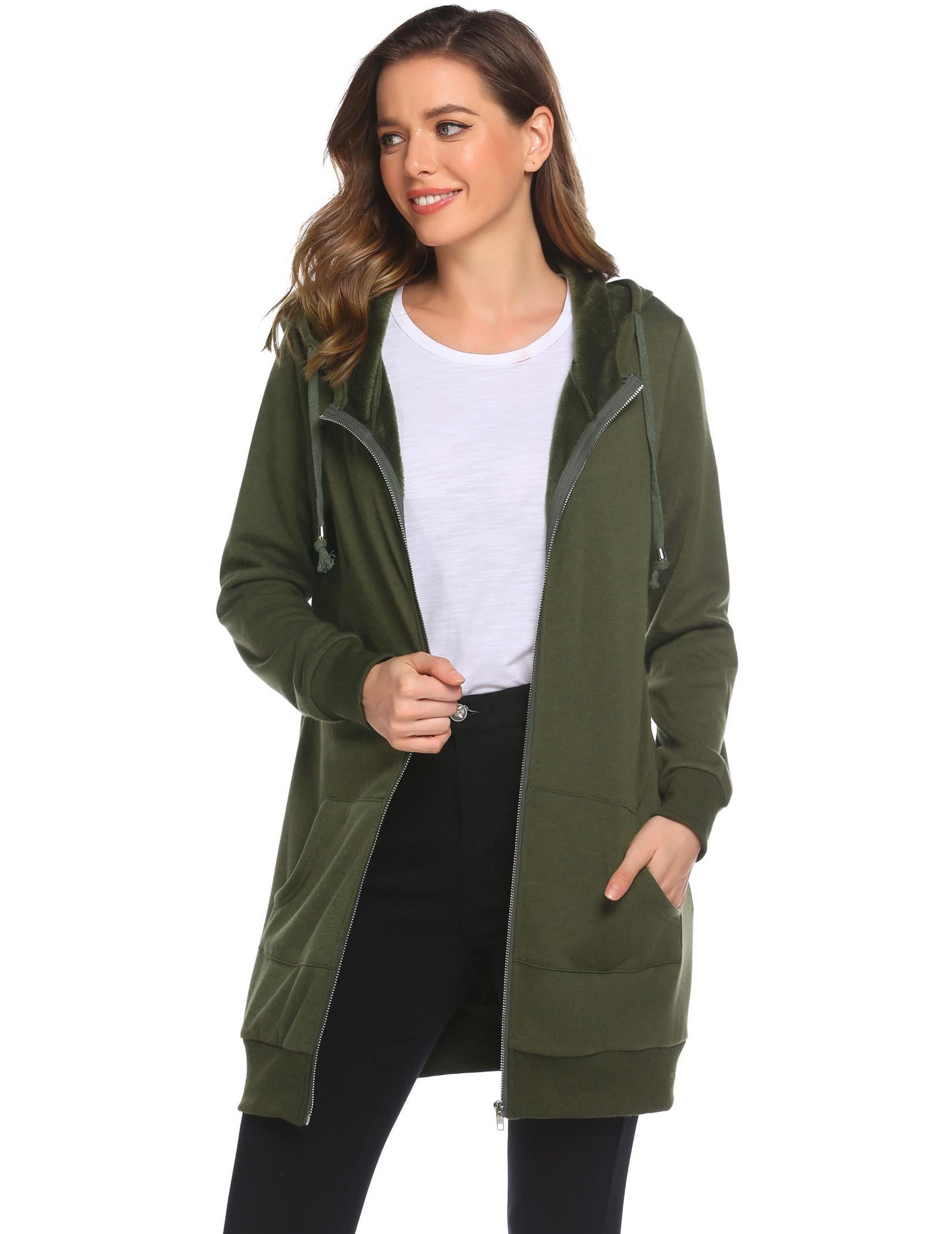 Zeagoo Women's Zip Up Hoodies Long Sleeve Fall Fleece Jacket Casual Oversized Tunic Hooded Sweatshirt With Pockets Winter Coats