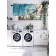 thumbnail image 5 of Teal Blue Coastal Ocean Kitchen Valances for Windows Sandy Beach Starfish Shells Valance Curtains&nbsp; for Kitchen /Living Room/Bedroom/ Bathroom Decor, 42"x12 " ,Rod Pocket 1 Panel,, 5 of 7