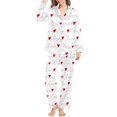 thumbnail image 2 of VISALY Valentine Pjs Heart Parinted Button Down Sleepwear Lounge Set Nightwear Sleepwear Two Piece Pajama Set Cute Pajama Sets Sleepwear Sets Winter Pajamas Cute Pajama Set Pajama Sets White Xxl, 2 of 5