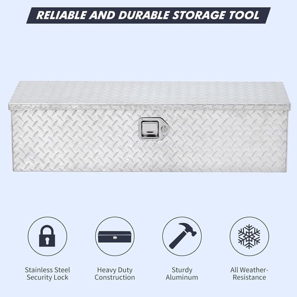 EDTara Waterproof 48 Inch Aluminum Tool Box Chest, Lockable Storage Box for Truck Beds, Warehouses, Rvs, and Trailers
