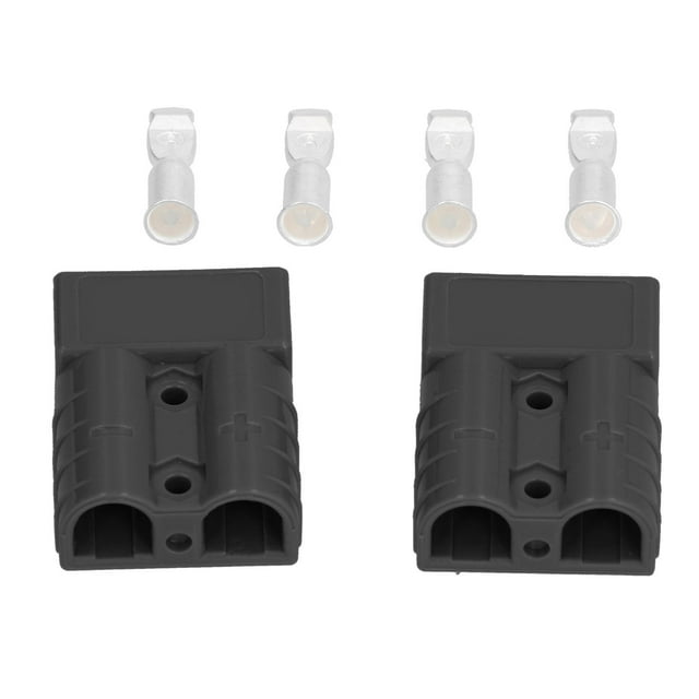 Battery Connector, Durable Silver-Plated Contacts Wire Harness Plug Kit Polycarbonate Housing 2Pcs For Jumpers For Forklifts For Trucks Black