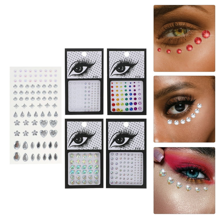 6 Sheets Face Gems Craft Jewels and Gems Face Jewelry Makeup Rhinestones for Eyes, Size: 15x15x2CM