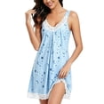 thumbnail image 2 of Endives Womens Nightgown Ladies Nightdresses Lace V Neck Nighties Nightshirt Soft Chemise Night Dress Sleepwear Women's Sleepdress, 2 of 5