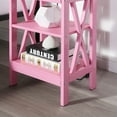 thumbnail image 3 of VECELO Set of 2 Nightstand with 3-Tier Shelves, X-Shaped Sofa Side End Table for Bedroom/Living Room/Office, Pink, 3 of 7