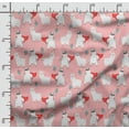 thumbnail image 2 of Soimoi Llama Alpaca Print, Silk Fabric, Decor Sewing Fabric by The Yard 42 Inch Wide,Decorative Fabric for Shirts Suits Ties, Light Pink & White, 2 of 5