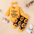 thumbnail image 2 of Body De Bebé, Conjunto De Canastilla, Monos Para Niñas Pequeñas, Pelele Estampado Con Letras De Girasol, Pantalones, Traje De 3 Uds, Amarillo Para Niños Odeerbi LM103-1568, 2 of 9