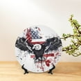 thumbnail image 6 of Daiia American Flag Eagle Art Printed Pattern Ceramic Plate Dinner Plates Bone China Decorative Plates with Display Stand Art Ceramic Ornaments for Wall Hanging Decoration-6in, 6 of 6