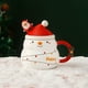 thumbnail image 2 of Taza De Cerámica Con Tapa Y Cuchara De Papá Noel Y Muñeco De Nieve. Taza Grande Con Dibujo De Papá Noel. Taza De Agua Para Regalar A La Gente El Mejor Regalo De Navidad., 2 of 5