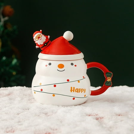 

Glass Cups with Lids Teal Cups for Kitchen Women Coffee Mug Cute Glass Cups Coffee Cups Big Christmas Santa Snowman ChristmasTree Ceramic Cup With Lid Spoon Large Capacity Mug Cartoon Santa Water