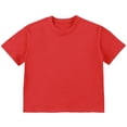 thumbnail image 3 of Girls' T-shirts Short Sleeve Crew Neck Loose Cotton Tshirts Kids Casual Summer Basic Layer Tees Solid Color (2-3 Years, Red), 3 of 6