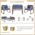 thumbnail image 5 of Gymax 4PCS Acacia Wood Patio Conversation Set Outdoor Furniture Set w/ Navy Cushions, 5 of 6