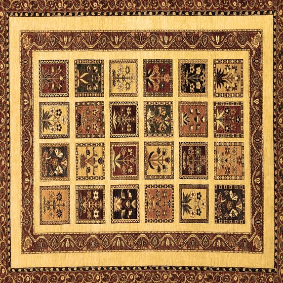 Ahgly Company Indoor Square Abstract Brown Modern Area Rugs, 7' Square