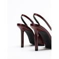 thumbnail image 5 of Burgundy Patent Leather Slingback High Heels for Women, Pointed Toe Double Metal Buckle Stiletto Pumps, Elegant Formal Dress Shoes for Wedding Party Work, 5 of 6