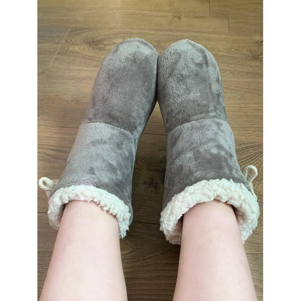 Pantuflas de botín para mujer, zapatos de casa de espuma viscoelástica, botines para mujer, zapatos cálidos con forro de felpa para interior