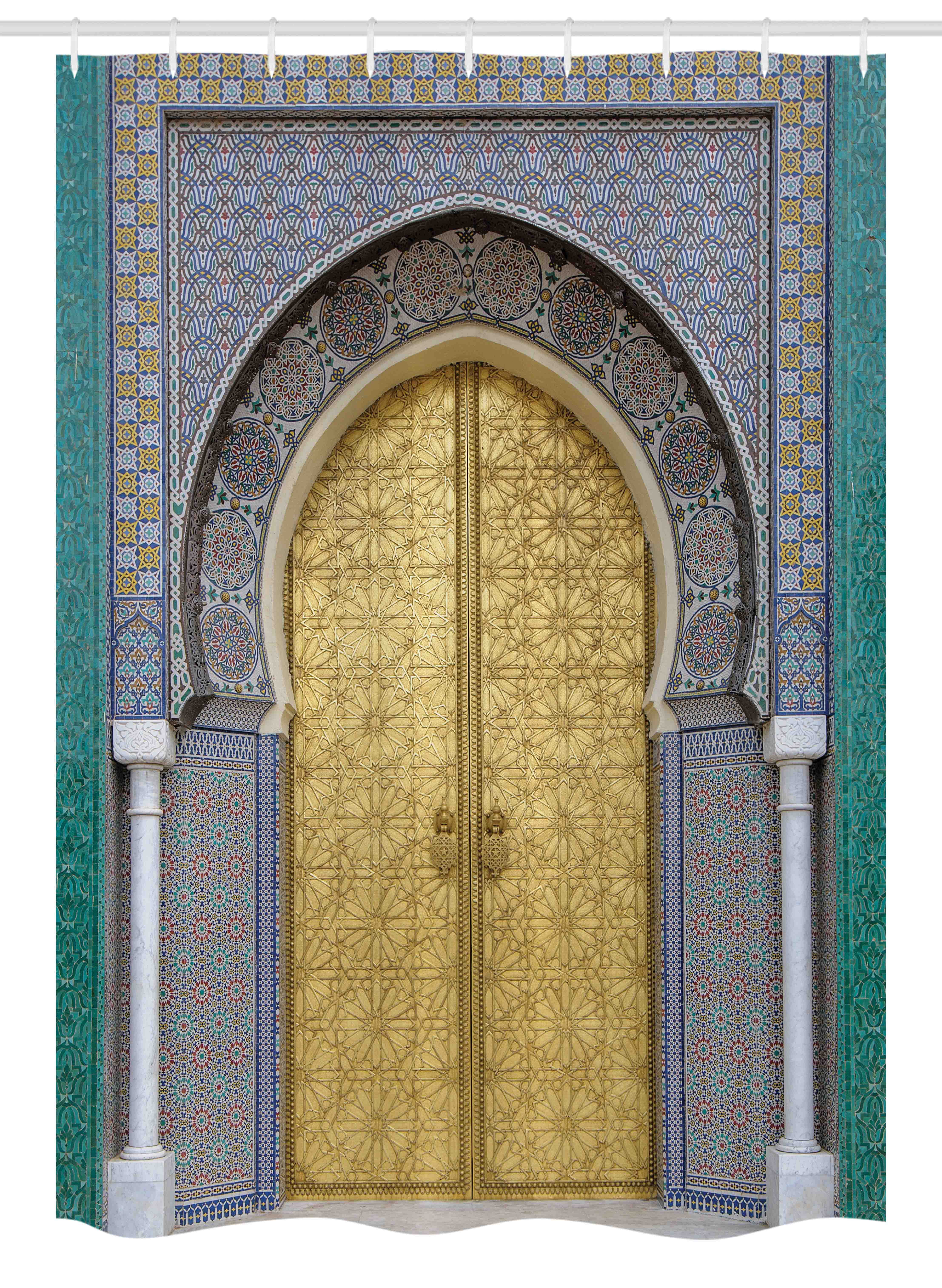 Moroccan Stall Shower Curtain, Antique Doors Morocco Gold Doorknob