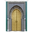 thumbnail image 1 of Moroccan Stall Shower Curtain, Antique Doors Morocco Gold Doorknob Ornamental Carved Intricate Artistic, Fabric Bathroom Set with Hooks, 54W X 78L Inches, Yellow Teal Blue, by Ambesonne, 1 of 1