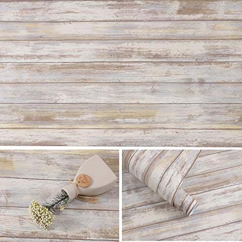 Distressed Wood Paper 17 X120 Self Adhesive Removable L And Stick Wallpaper Vinyl Decorative Plank Vintage Wall Covering For Furniture Surfaces Easy To Clean Wooden Grain Pap Com - Wood Look Vinyl Wall Covering
