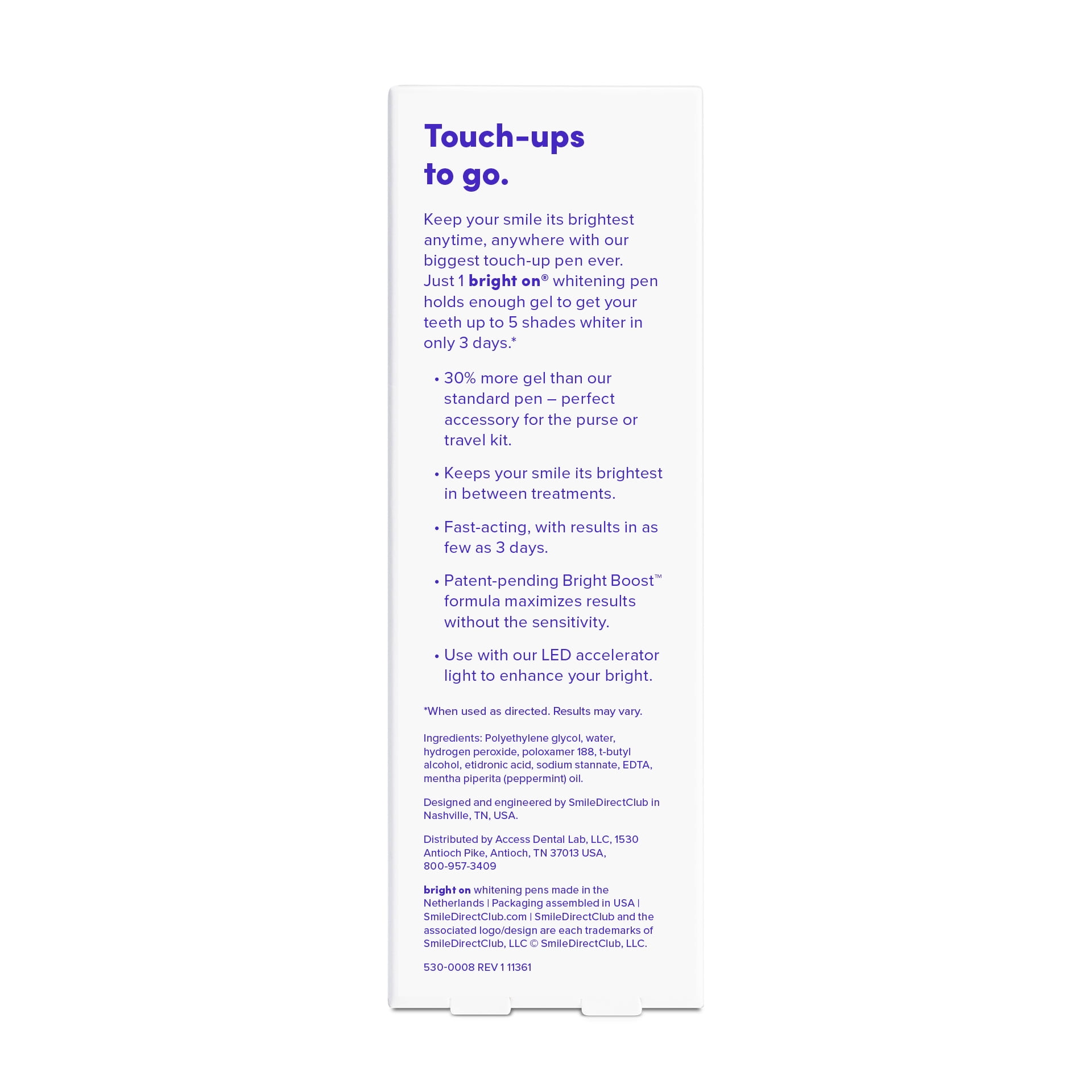 SmileDirectClub Teeth Whitening 2.5ml Gel Touch-up Pen - 75% More Gel than our Standard Pens - Professional Strength Hydrogen Peroxide - Pain Free and Enamel Safe