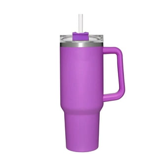 QDXMD 40 Oz Tumbler With Handle & Flip Straw Lid - Vacuum Insulated Stainless Steel, Leakproof - Dark Purple