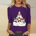 thumbnail image 2 of Weiqiqre Womens Tops Casual 3/4 Sleeve T-Shirts Loose Round Neck Christmas TreesTunic Tops Basic Tees Blouses, 2 of 6