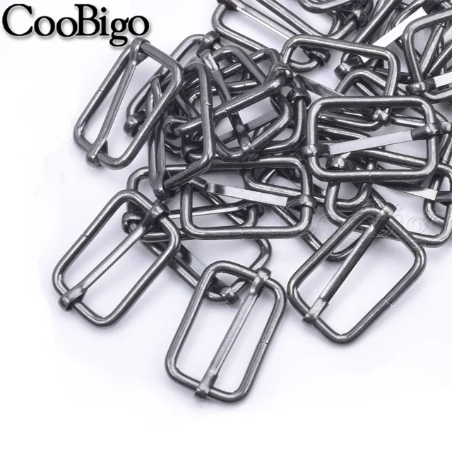 10 Uds. Diapositivas de Metal Tri-Glides, hebillas de rodillo formadas de alambre, ajustador deslizante, accesorios de correa de bolsa, 15mm, 20mm, 25mm, 32mm, 38mm, 50mm