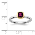 thumbnail image 5 of 925 Sterling Silver Stackable Gold-plated Rhodolite Garnet January Red Gemstone Ring Eternity Band Size 5, 5 of 6