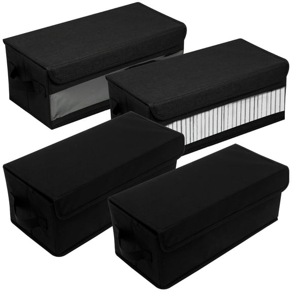 4 Pcs CD Storage Box Nonwoven CD Case with Lid and Handle Large Capacity Disc Organizer Box for Moving Traveling Office Use