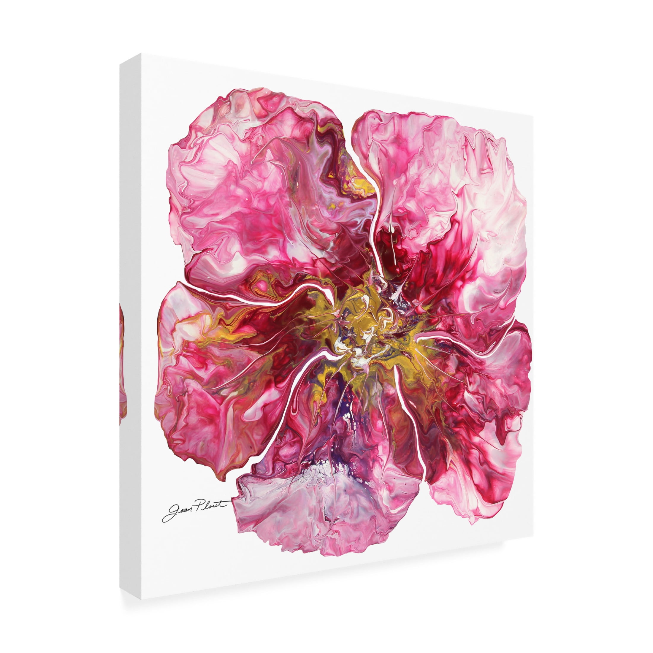 Canvas Wall Art - Jean Plout 'Floral Acrylic Pouring A' Wall Art for Living Room, Bedroom, or Office Décor by Trademark Fine Art - 24 x 24 Inches