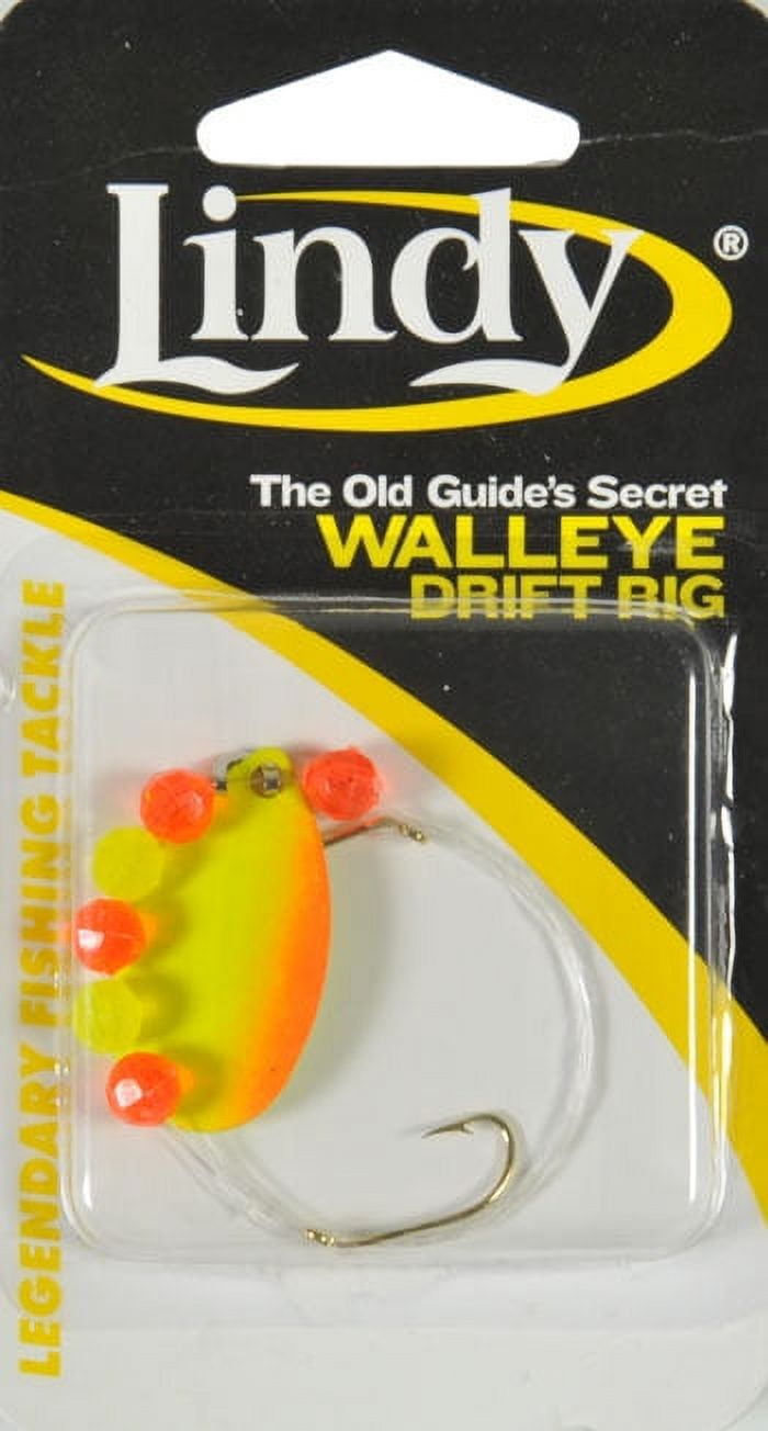 (2 pack) Lindy Old Guides Secret Drift Rig Fishing Lure Rig Chartreuse Orange 36 in.