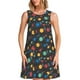thumbnail image 1 of Easygdp Vintage Records para Vestido Transpirable de Mujer, Vestido Suelto de Manga Corta con Pliegues y Bolsillos para el Verano, 1 of 7