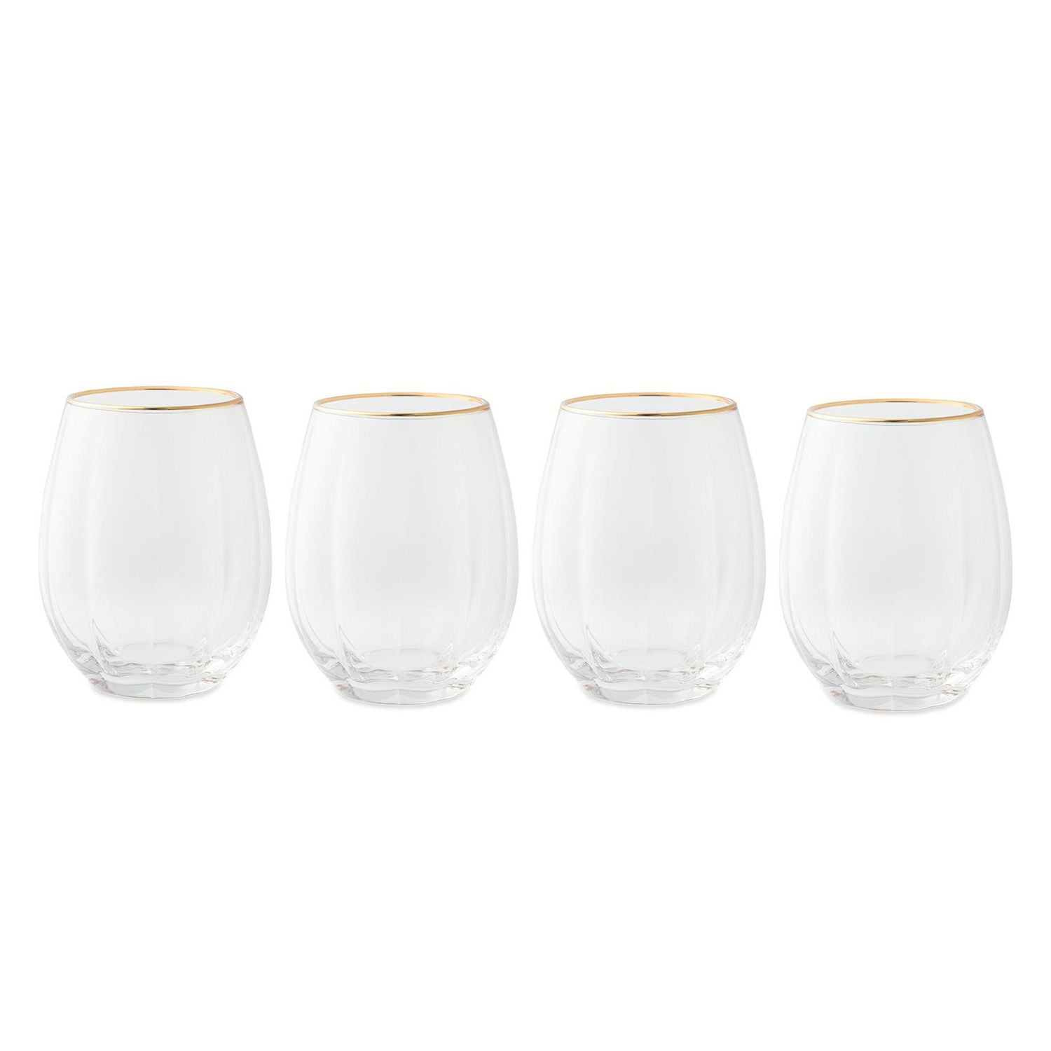 Ensemble de 4 verres à vin sans pied festonnés avec bordure dorée de Thyme & Table Glass