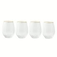 thumbnail image 1 of Thyme & Table 4-Piece Scalloped Stemless Wine Glass Set with Gold Trim, 1 of 6