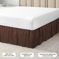 thumbnail image 2 of CCNY Dust Ruffled Style Bed Skirt Full size Adjustable Elastic 10" Drop Length Microfiber Made Chocolate Bedskirts, 2 of 6