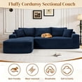 thumbnail image 4 of Aukfa 96" Cloud Sectional Sofa Deep Seat Boneless Couch Modular L-Shaped Couch, Left Chaise Corduroy Sofa for Living Room, Blue, 4 of 8