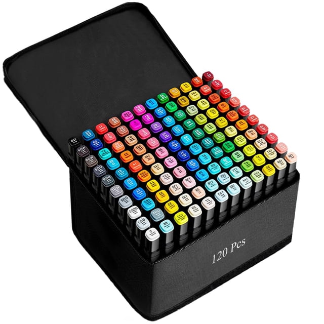 Set de marcadores ZECHOMA de 120 colores a base de alcohol con doble punta para arte
