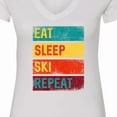 thumbnail image 4 of Inktastic Skiing Eat Sleep Ski Repeat Women's V-Neck T-Shirt, 4 of 5