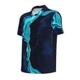 thumbnail image 2 of Balery Blue Marble And Gold Printed Men’s Short Sleeve Polo Shirt, Midweight Men's Shirt,Golf Polo shirts -Small, 2 of 9