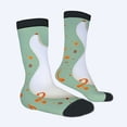 thumbnail image 2 of Four Seasons Universal Socks (2 Pairs) - Unisex Trendy Socks with Abstract Green Background Orange Musical Notes & Shapes Mixed Color Design Perfect for All Seasons, 2 of 5