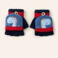 thumbnail image 2 of Zwiiyzr Dinosaur Cartoon Convertible Flip Top Gloves Toddler Kids Winter Wool Knit Fingerless Gloves with Mitten Cover for Girls Boys Red, 2 of 3