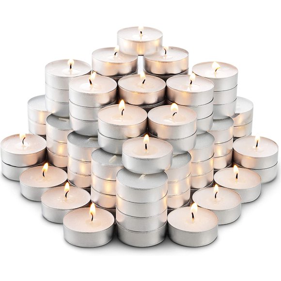 Jinsinto Unscented Tea Lights Candles in Bulk | 20 White, Smokeless, Dripless & Long Lasting Paraffin Tea Candles