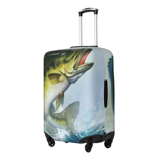 Logiee Largemouth Bass jumps out of water Print Travel Luggage Cover,Suitcase Protector, Washable Elastic Suitcase Baggage Cover,Closure for Wheeled Suitcase Fit 18-32 Inch Luggage-Small