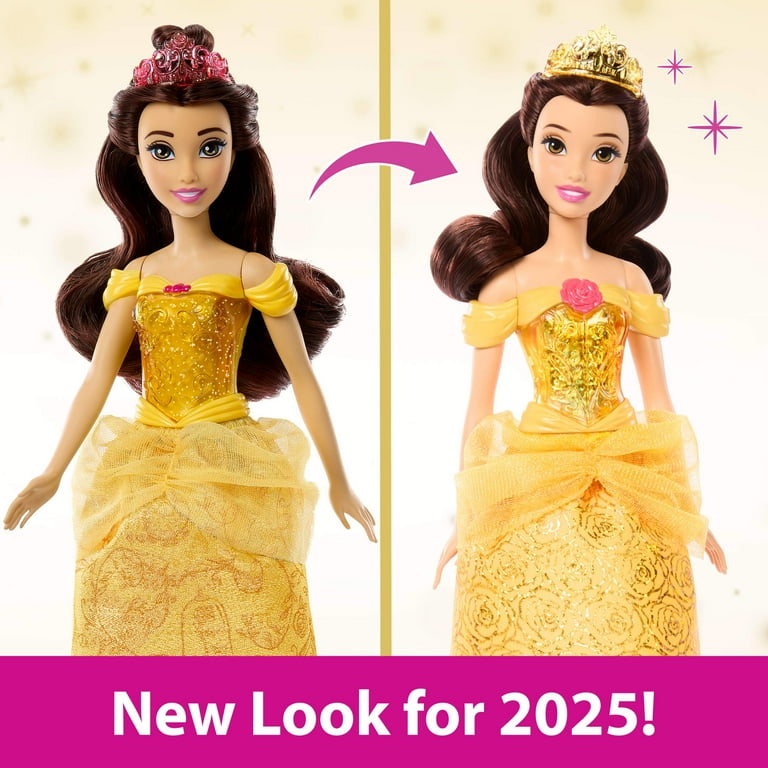 Disney Princess Belle Fashion Doll with Shimmer Dress, Tiara