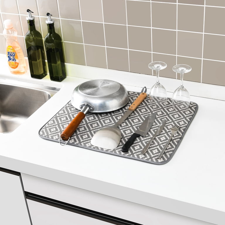 Subekyu Dish Drying Mats, Microfiber, 2-Pack, Gray photo 7