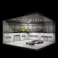 thumbnail image 4 of Diorama 1/64 Scale Double-Decker Car Garage Showroom w/LED Lights - Realistic Parking Lot Display Model for Diecast Collections, City Scene Building Kit, 4 of 5