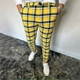 thumbnail image 3 of Mens Casual Fashion Multi-color Digital Print Plaid Suit Pants - Stylish Design for Winter Business Casual, Social Events and Christmas Parties,Yellow,M, 3 of 9